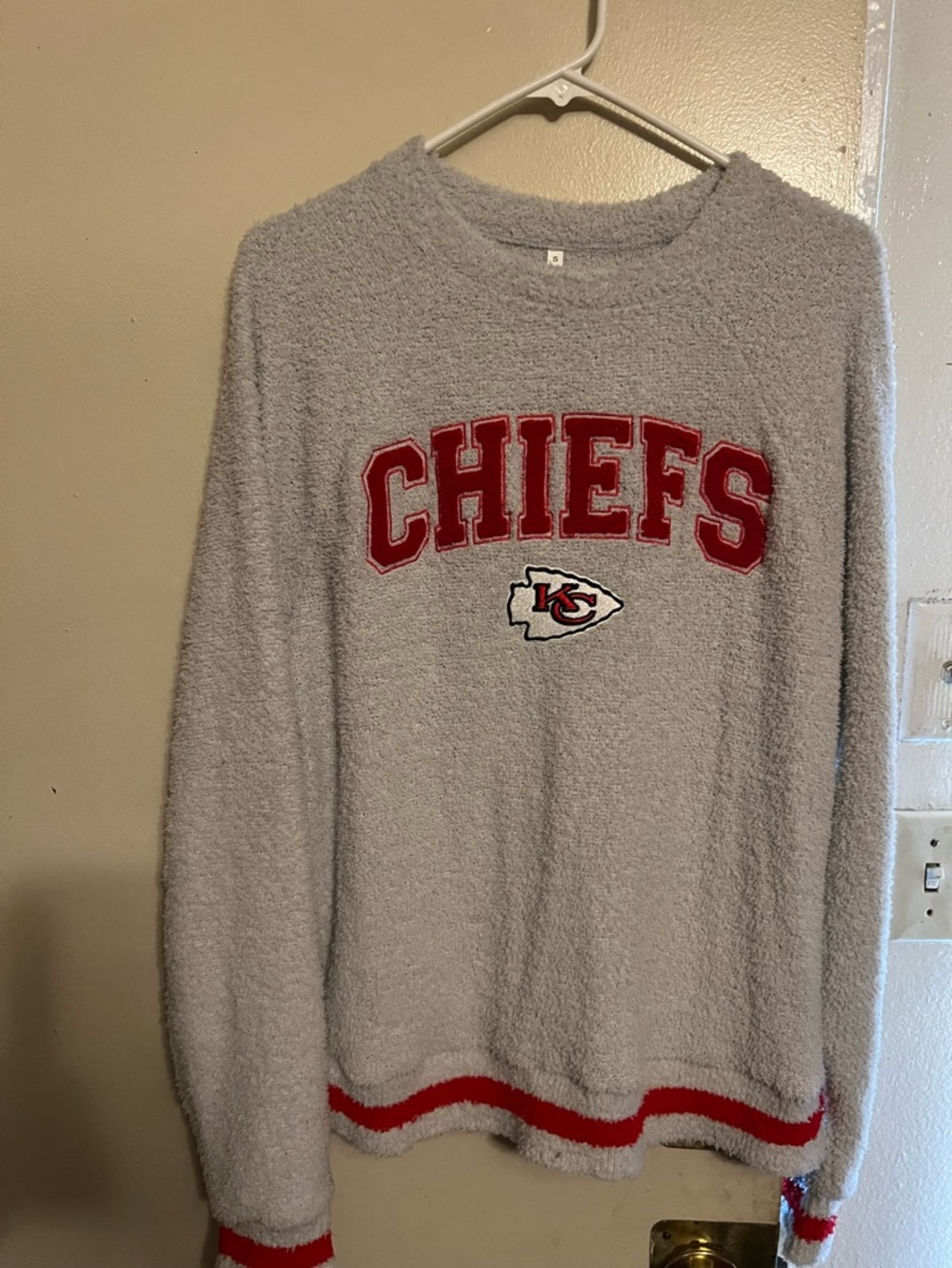 Kansas City Chiefs Gray Plush Crewneck Sweater